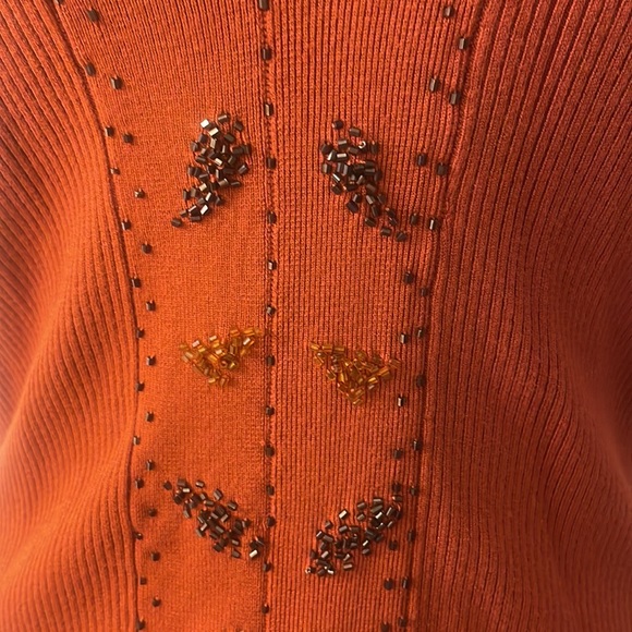 Burnt Orange Ribbed embellished beaded halter top size Large - Picture 5 of 9